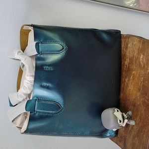 Coach large berry tote metallic dark teal nwt